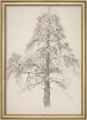 Vista 220 de MUDECOR Lienzo enmarcado prémium para pared, pinos nevados en bosque de invierno, ilustraciones modernas, arte contemporáneo, escénico, divertido