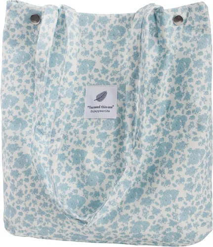 Vista 13 de Bolsa Tote de Pana para Mujeres Pequeña Bolsa de Lona para Hombro Bolsa de Mano de Pana con Bolsillo Interior 02 Verde Ejército