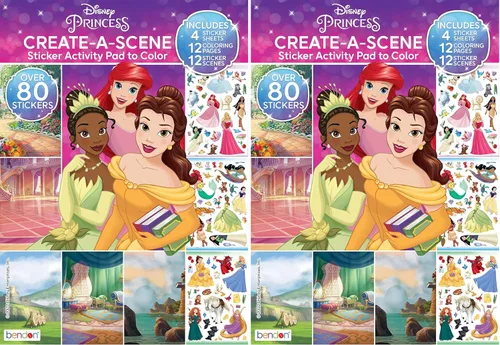 Vista 4 de Disney Princess Create-A-Scene Más de 80 Pegatinas Bloc de actividades para colorear