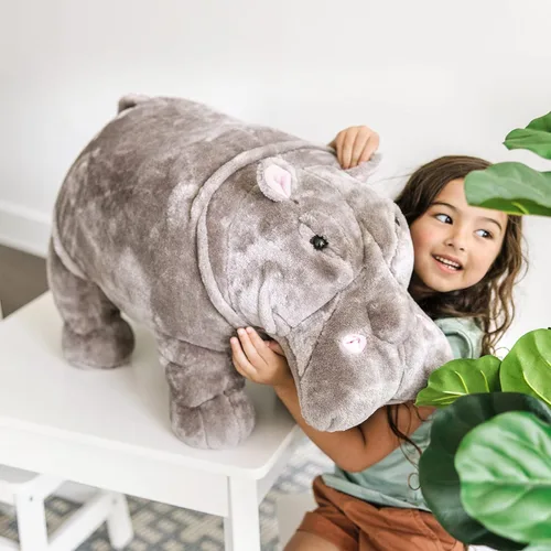 Vista 2 de Melissa & Doug Hipopótamo gigante - Animal de peluche realista (más de 2 pies de largo)
