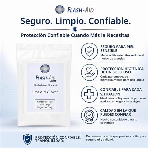 Vista 5 de Guantes de primeros auxilios empaquetados individualmente