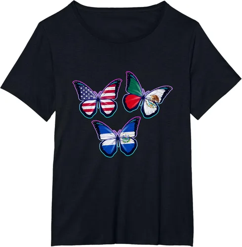 Vista 36 de Multiculti Heritage. Camiseta El Salvador México y Estados Unidos