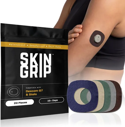 Vista 13 de Skin Grip Parches adhesivos para Dexcom G7 y Stelo CGM con recorte, cubierta impermeable y resistente al sudor para sensor continuo de monitor