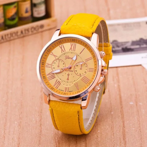 Vista 6 de yunanwa Paquete de 10 relojes de silicona unisex estilo Tally para mujeres y hombres correa de cuero reloj deportivo dorado Oro