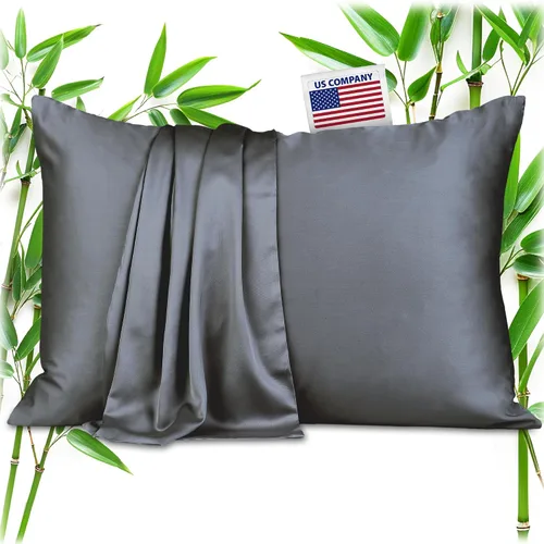 Vista 9 de Fundas de almohada 100% viscosa derivada de bambú - Funda de almohada refrescante - Tamaño estándar, crema, juego de 2 con cremallera