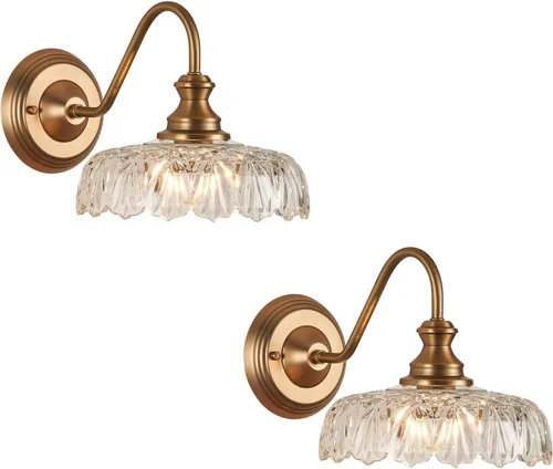 Vista 15 de HDDFL Aplique de pared vintage en latón mate para mesita de noche, lámpara de pared para dormitorio, accesorios de iluminación en puerta para sala