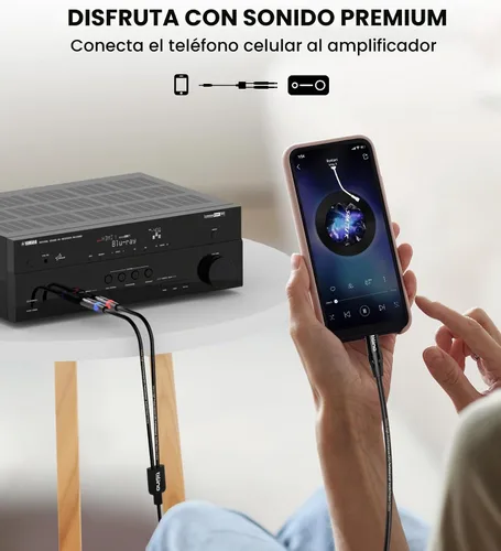 Vista 5 de Tisino - Cable TRS estéreo de 1/8" a dual TS mono con divisor en Y de 1/4", cable estéreo con miniconector auxiliar de 3.5 mm a conector de 6.35 mm