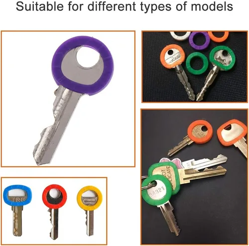 Vista 6 de 30 tapas de silicona para llaves, anillos de codificación de identificación de llave de plástico, colores surtidos