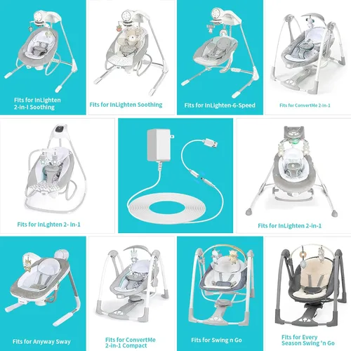Vista 6 de Adaptador de corriente para columpio de bebé con cable USB, cargador de columpio para bebé apto para Ingenuity Swing para InLighten, InLighten