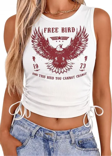 Vista 5 de Camisetas sin mangas de vaquera occidental para mujer, camisetas de música #02 Negro