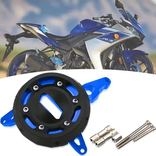 Vista 2 de F - Cubierta protectora de motor CNC para moto, estator, para Yamaha YZFR3, YZF-R3, YZF, R3, R3, R25, YZF-R25, MT-03, 2015-2023 Y (color negro)