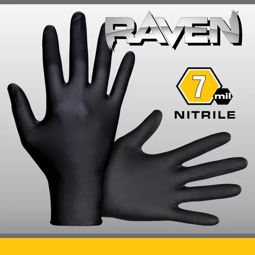 Vista 3 de SAS Raven 66519 - Guantes desechables de nitrilo sin polvo, XL, 7 mil de grosor, paquete de 100
