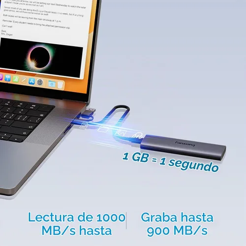 Vista 2 de SSD externo de 500 GB - Unidad de estado sólido externa SSD portátil