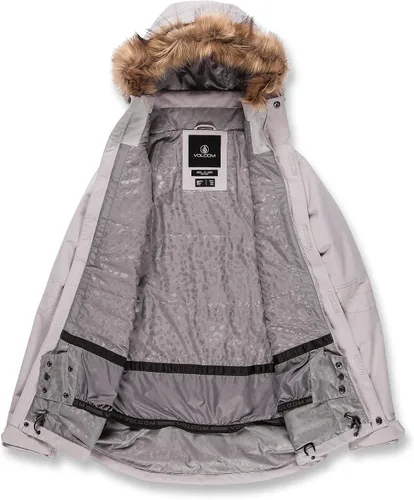 Vista 6 de Volcom Fawn - Chaqueta con capucha para mujer con aislamiento para snowboard y esquí, Violeta (Violet Ice)