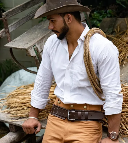 Vista 4 de Hulara Full Grain Buff Leather .44/45 Ammo Belt 45 Colt Cartridge Belt for Men Bandolier Marrón