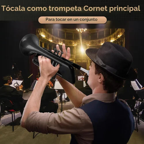 Vista 4 de PAMPET SEA LION - Juego de trompeta profesional de plástico Bb para estudiantes principiantes (negro)