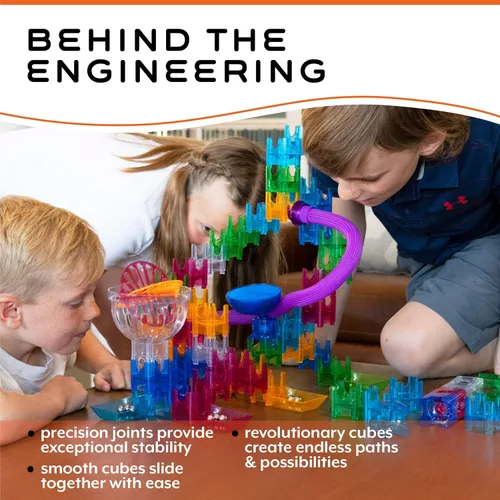 Vista 4 de MindWare Q-BA-Maze - Juego de acrobacias de acción de la próxima generación de laberinto de mármol para niños, STEM Marble Run, recomendado