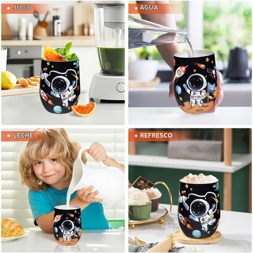 Vista 3 de NymphFable Vaso de acero inoxidable aislado de astronauta de 12 onzas