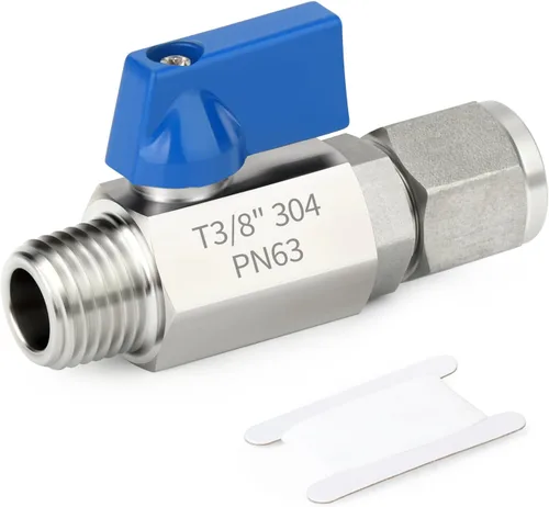 Vista 11 de TAISHER 1PCS 304 de compresión de acero inoxidable mini válvula de bola interruptor de apagado, tubo de 1/2 "OD x 1/2" NPT macho