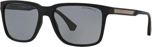 Vista 2 de Emporio Armani EA4047 - Gafas de sol cuadradas para hombre, goma negragris polarizada, 2.205 in, Caucho NegroGris Polarizado