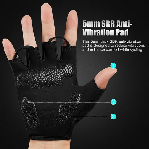 Vista 3 de Guantes de ciclismo para hombres y mujeres, guantes de ciclismo de medio dedo, guantes de bicicleta, guantes de entrenamiento adecuados