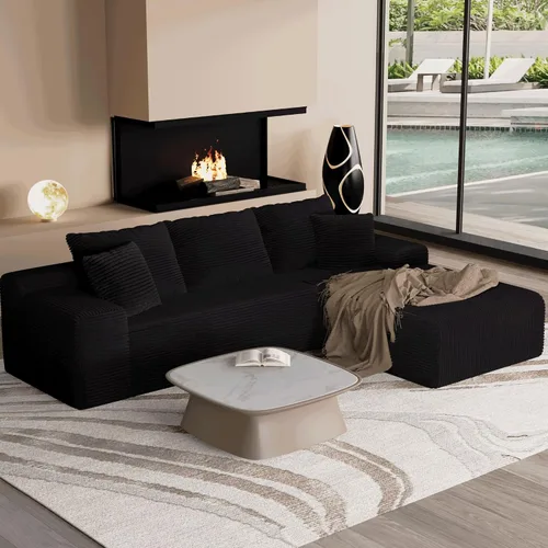 Vista 13 de Sofá seccional convertible de 105" con chaise en forma de L, sofá modular moderno con asiento profundo, cómodos sofás tipo nube de 3 plazas