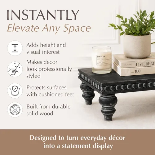 Vista 6 de Felt Creative Home Goods Elevadores decorativos de madera para decoración Soporte de bandeja escalonada Soporte elevador de cuentas de granja