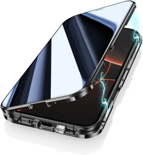 Vista 9 de Funda antimiradas con cerradura para iPhone 13 Pro, funda magnética de vidrio con protector de lente de cámara integrado, protector de pantalla