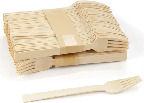 Vista 5 de Bulk Pack - Utensilios de chapa de bambú para cenas, catering, 50
