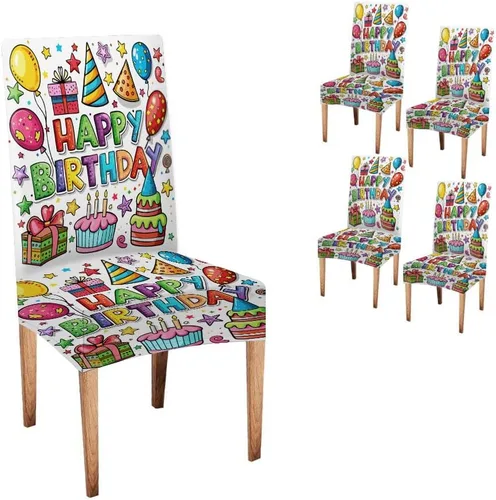 Vista 211 de CAPSCEOLL Christmas Dining Chair Covers,Snowflakes Festive Winter Pattern Stretch Chair Covers for Dining Room Set of 2 Washable Spandex Parson