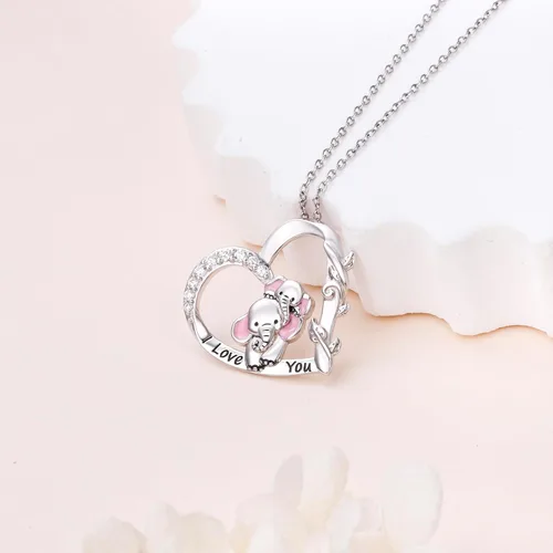 Vista 2 de Collar de plata de ley S925 para madre e hija, diseño de jirafa, panda, delfín, animal, joyería para mujeres y adultos