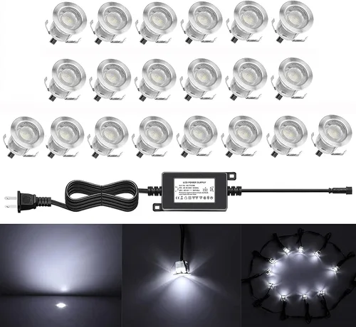 Vista 41 de Kits de luces LED empotrables para cubierta con carcasa protectora, iluminación LED de paisaje al aire libre IP67 impermeable, CC 12 V de bajo Azul