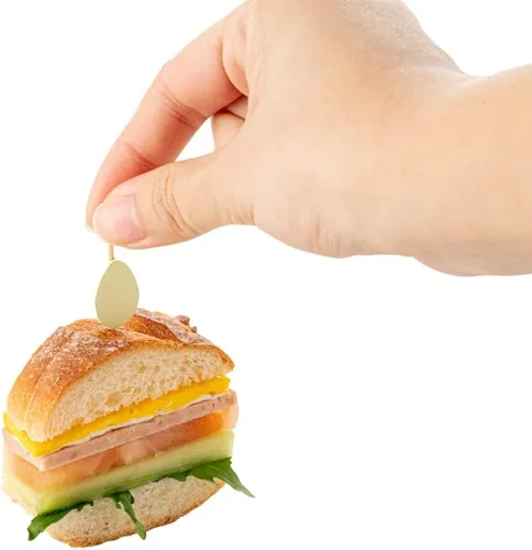 Vista 10 de Palitos de fruta de 3.5 pulgadas, 100 pinchos de cóctel desechables, duraderos, punta afilada, palitos de canapé de bambú, congelables, para copas