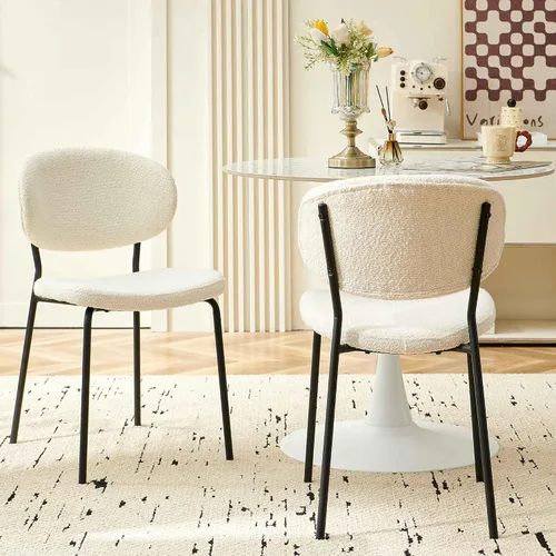 Vista 30 de Homedot Juego de 2 sillas de comedor tapizadas negras, modernas sillas de cocina de mediados de siglo tapizadas con cojín acolchado para comedor