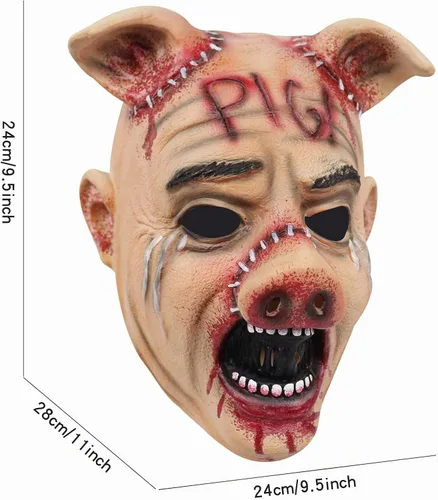 Vista 2 de Máscara de cerdo aterrador, máscara realista de animales de terror para Halloween