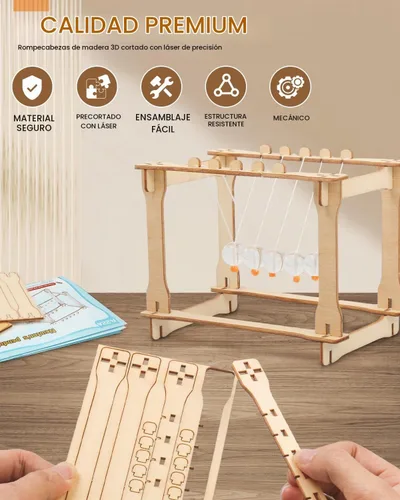 Vista 7 de Poraxy Juego de 5 kits de ciencia STEM para niños de 8 a 12 años, proyectos STEM de construcción de madera de 8 a 10, rompecabezas 3D