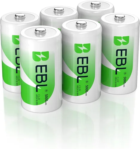 Vista 8 de EBL, pilas recargables C de alta energía de 5000 mAh Ready2Use, 4
