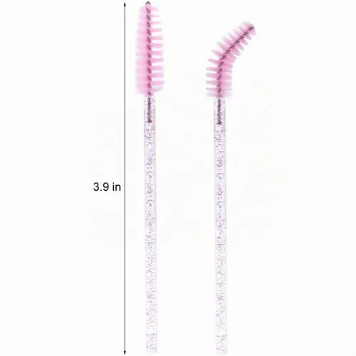 Vista 2 de Tbestmax 100 cepillos desechables para pestañas, varitas de rímel para extensión de pestañas de ojos, cejas y maquillaje, color rosa