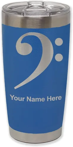Vista 28 de LaserGram Vaso aislado al vacío de 20 onzas, clave de bajo, grabado personalizado incluido (negro) Engraved Gift for Musician, Vacuum Insulated