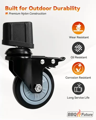 Vista 5 de 3" Locking Caster Wheels for Ninja XSKUNSTAND Outdoor Stand, 4 Pack Direct Replacement Wheel with Brake for Ninja Woodfire Grill Stand & Pizza