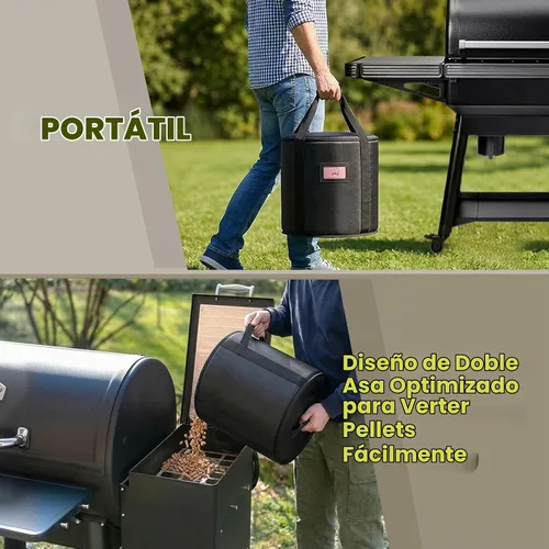 Vista 5 de TOHONFOO Contenedores de Almacenamiento de Pellets de Madera de 32 Libras para Ahumador, Contenedor de Almacenamiento de Pellets de Madera que