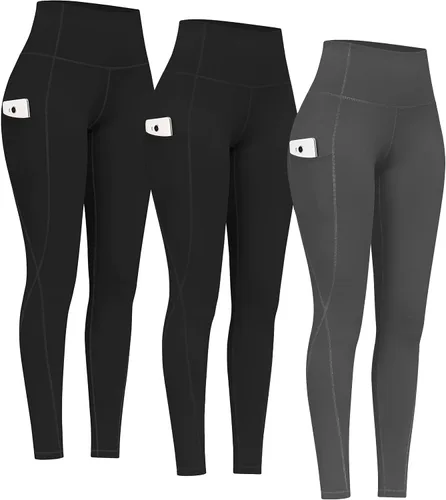 Vista 8 de PHISOCKAT Paquete de 2 pantalones de yoga de cintura alta con bolsillos, leggings de control de abdomen, leggings de yoga elásticos en 4 direcciones