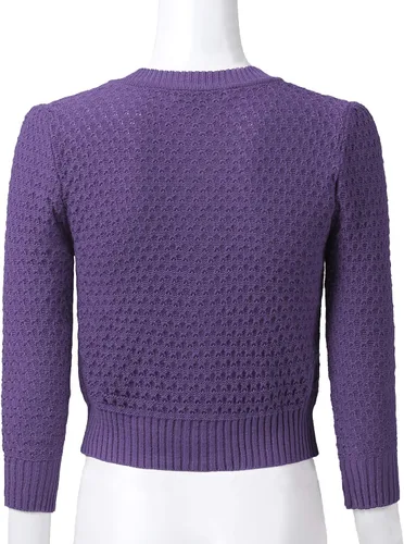Vista 4 de Suéter de punto de algodón con botones y manga 34 para mujer (S-3XL)