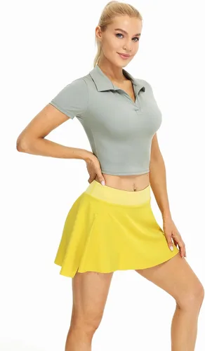 Vista 3 de icyzone Polo corto de manga corta para mujer, para entrenamiento, golf, tenis
