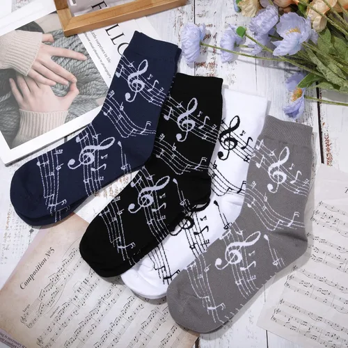 Vista 4 de 4 pares de calcetines de vestir musicales para hombre, calcetines de guitarra, calcetines novedosos, para amantes de la música, regalos
