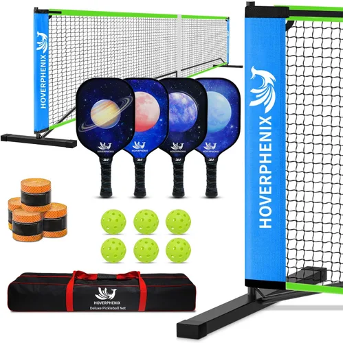Vista 13 de Portable Pickleball Net Set, 22FT Pickle Ball Net with Paddle Set of 4 Regulation Size Net, Weather Resistant Steel Frame, Outdoor Pickleballs and