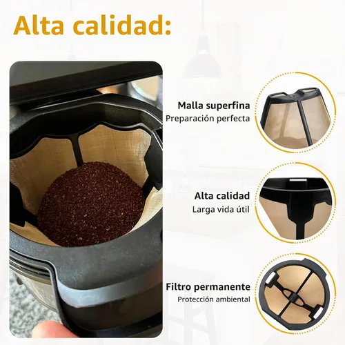 Vista 3 de Filtros de café aptos para cafetera Ninja, filtro de café reutilizable