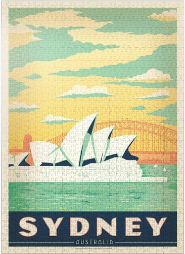 Vista 9 de MyPuzzle Australia: Sydney Harbor, Vintage Poster - Rompecabezas de 100 piezas prémium para adultos