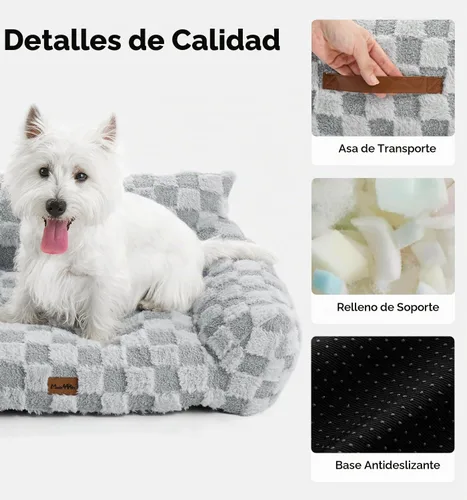 Vista 5 de Made4Pets Sofá cama para interiores de gatos y perros, sofá suave de piel sintética a cuadros, acogedor sofá esponjoso para mascotas con espuma
