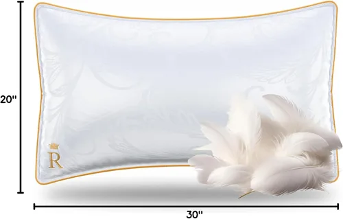 Vista 8 de Royal Therapy - Almohada de plumas y plumón de ganso blanco, Premium, para cama, transpirable